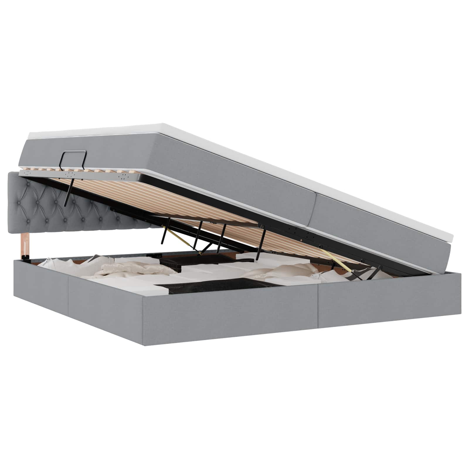 Κρεβάτι με αποθηκευτικό χώρο και στρώμα με στρώμα Ανοιχτό γκρι - Pakobazaar