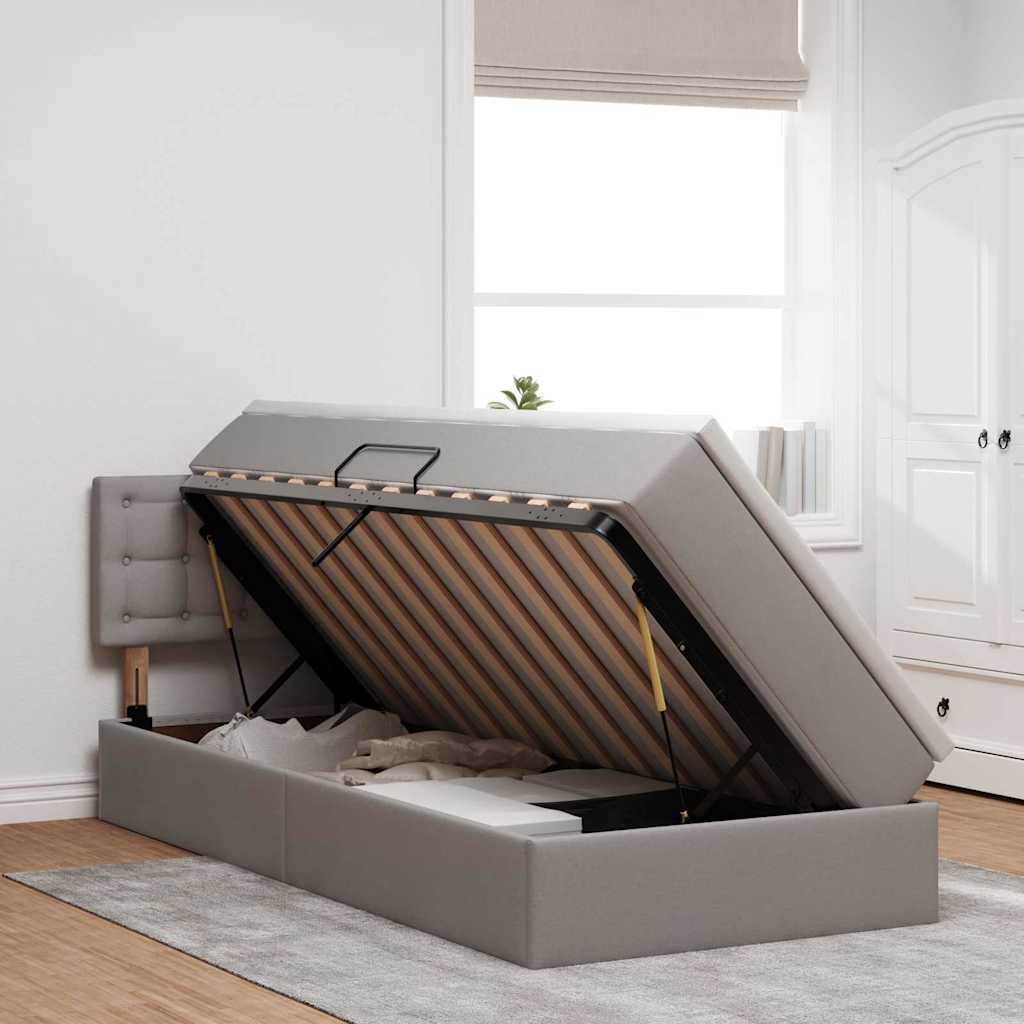 Κρεβάτι με αποθηκευτικό χώρο και στρώμα Taupe 90 x 190 cm - Pakobazaar