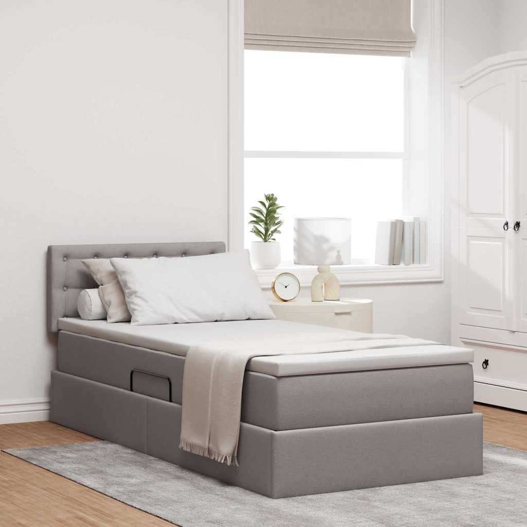 Κρεβάτι με αποθηκευτικό χώρο και στρώμα Taupe 90 x 200 cm