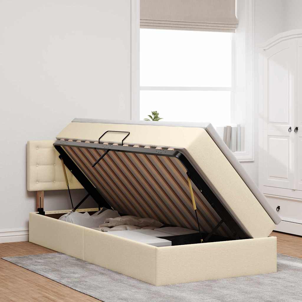 Κρεβάτι με αποθηκευτικό χώρο και στρώμα Κρέμ 100 x 200 cm