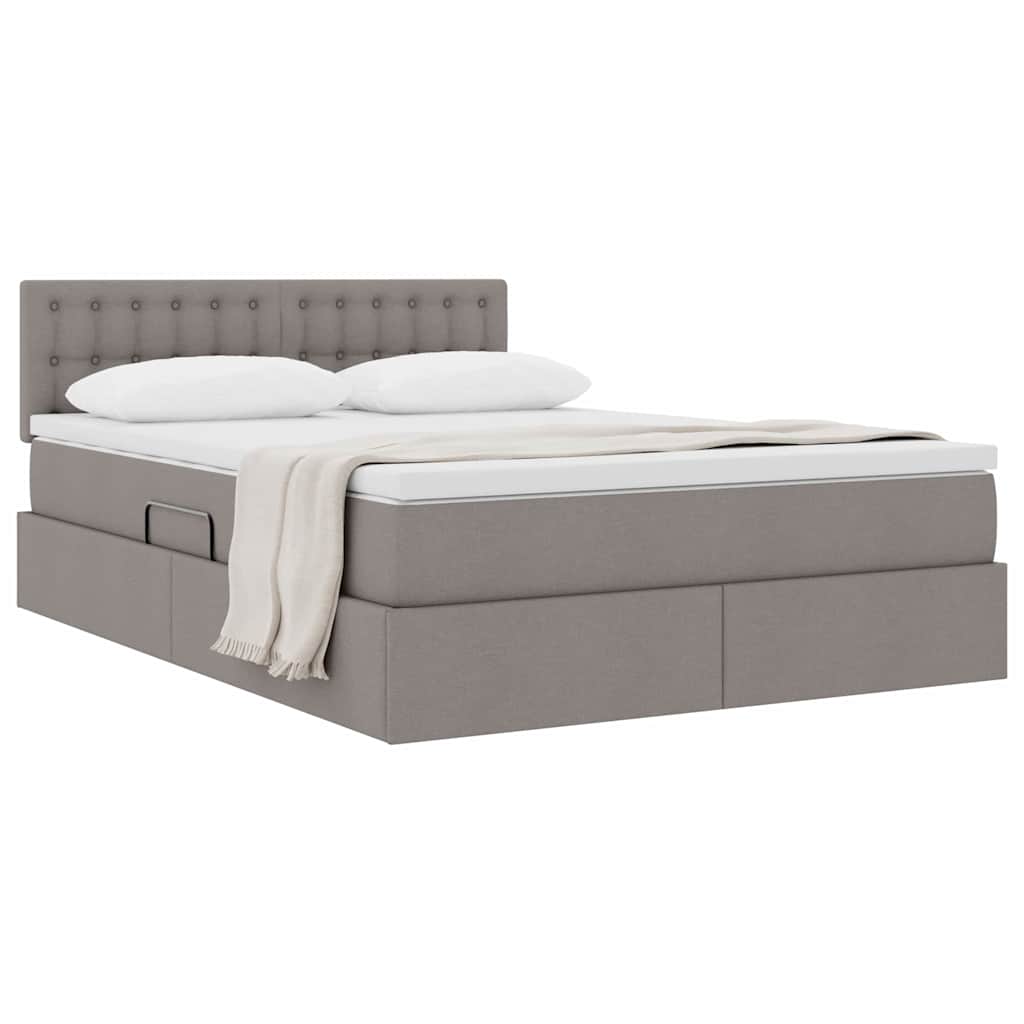 Κρεβάτι με αποθηκευτικό χώρο και στρώμα Taupe 140 x 190 cm - Pakobazaar