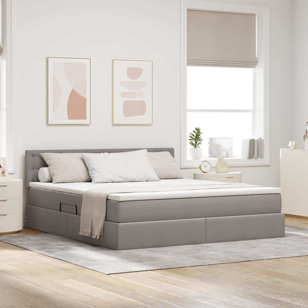 Κρεβάτι με αποθηκευτικό χώρο και στρώμα Taupe 160 x 200 cm - Pakobazaar