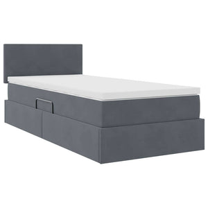 Κρεβάτι Αποθήκης με στρώμα Σκούρο Γκρι 90 x 190 cm Βελούδο - Pakobazaar
