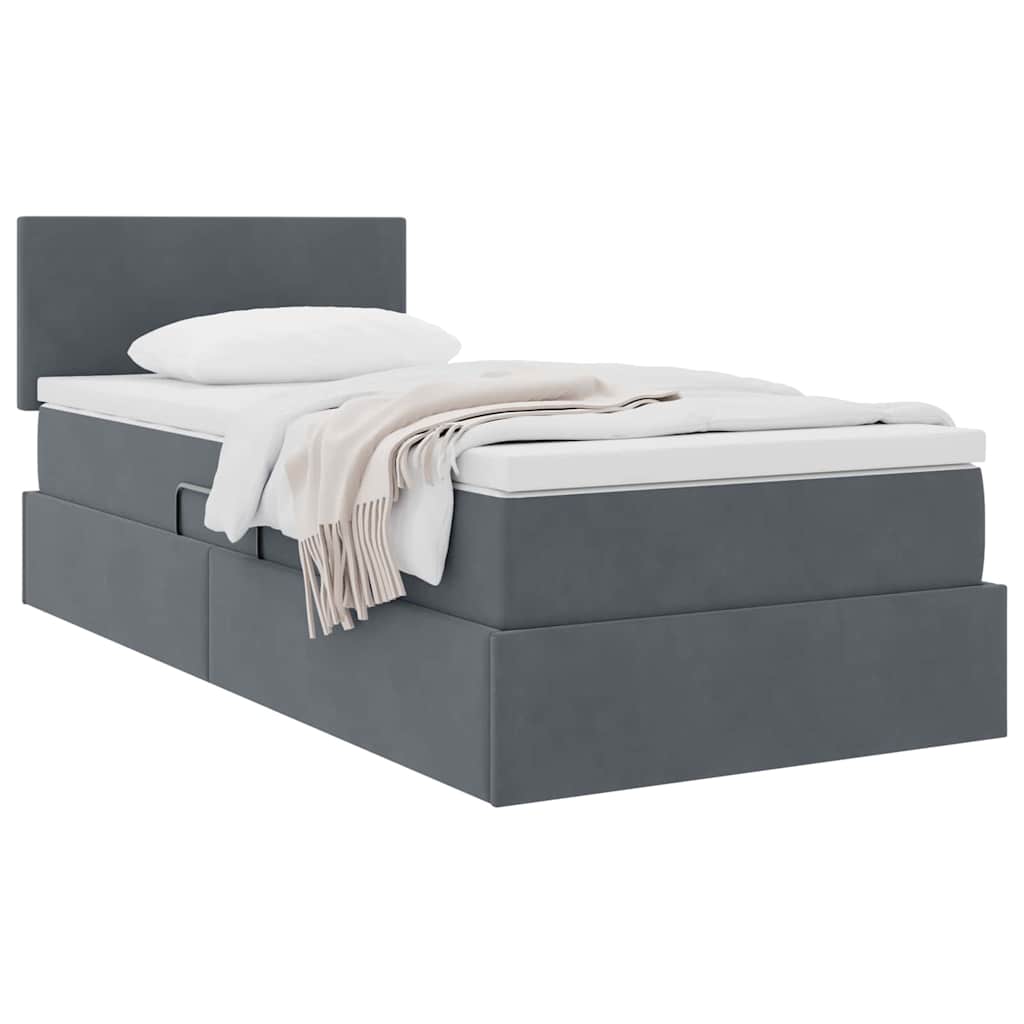Κρεβάτι Αποθήκης με στρώμα Σκούρο Γκρι 90 x 190 cm Βελούδο - Pakobazaar
