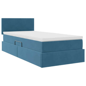 Κρεβάτι Αποθήκης με στρώμα Σκούρο Μπλε 90 x 190 cm Βελούδο - Pakobazaar