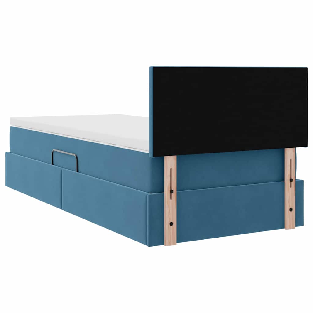 Κρεβάτι Αποθήκης με στρώμα Σκούρο Μπλε 90 x 190 cm Βελούδο - Pakobazaar