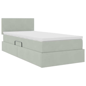 Κρεβάτι Αποθήκης με στρώμα Ανοιχτό γκρι 90 x 200 cm Βελούδο - Pakobazaar