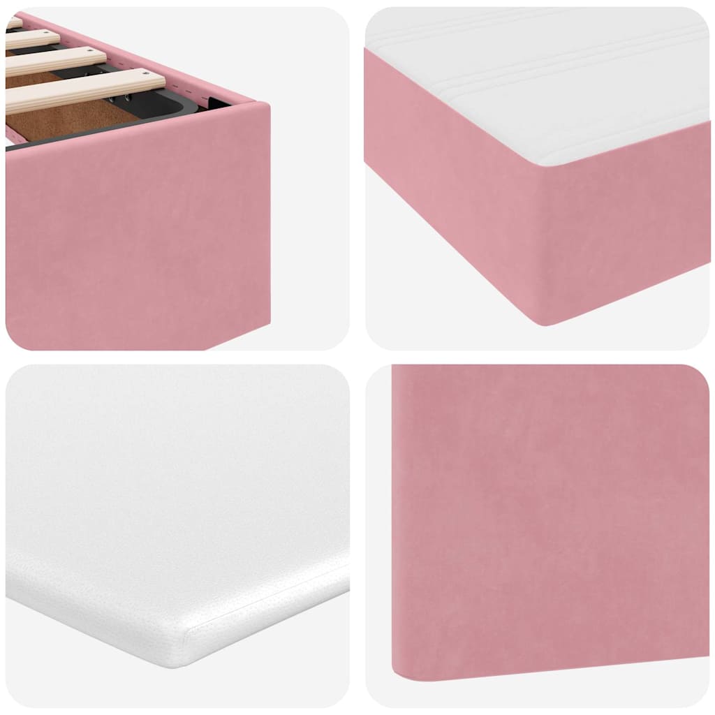 Κρεβάτι Αποθήκης με στρώμα με κεφαλάρι Ροζ 100 x 200 cm Βελούδο - Pakobazaar