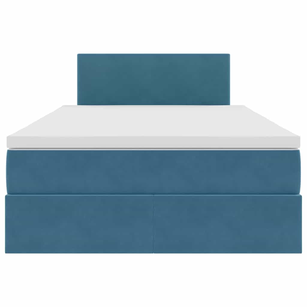 Κρεβάτι Αποθήκης με στρώμα Μπλε 120 x 190 cm Βελούδο