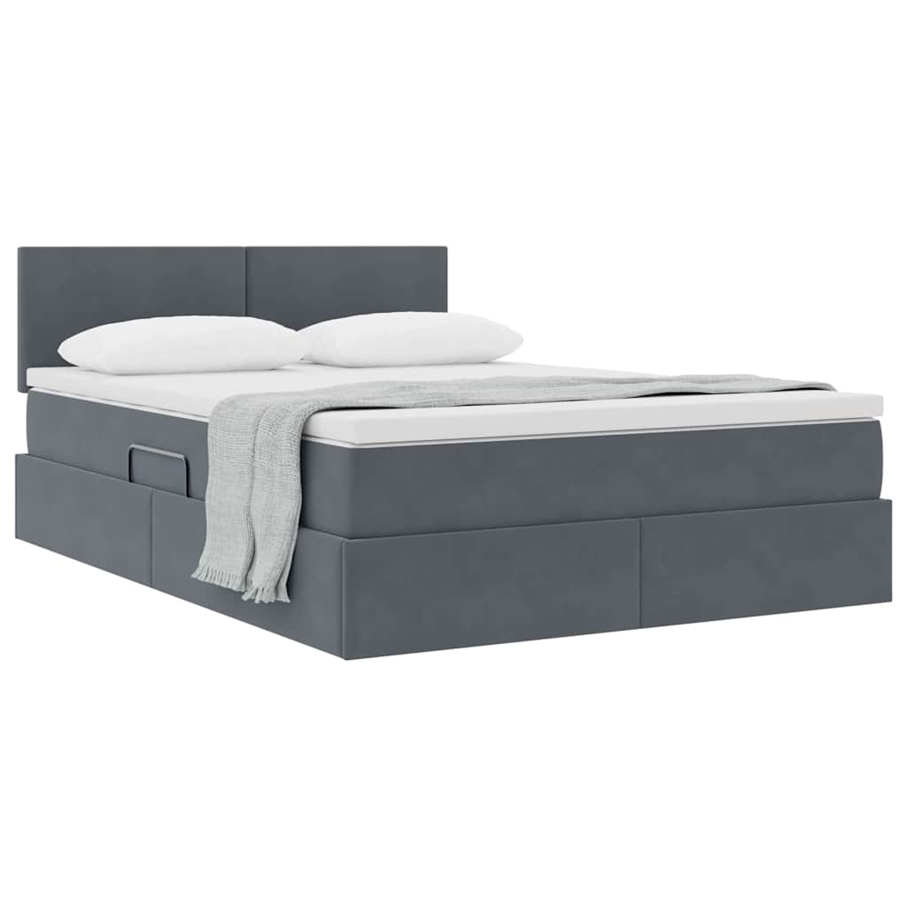 Κρεβάτι Αποθήκης με στρώμα Σκούρο Γκρι 140 x 190 cm Βελούδο