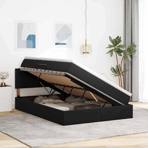 Κρεβάτι Αποθήκης με κεφαλάρι Μαύρο 140 x 200 cm Βελούδο