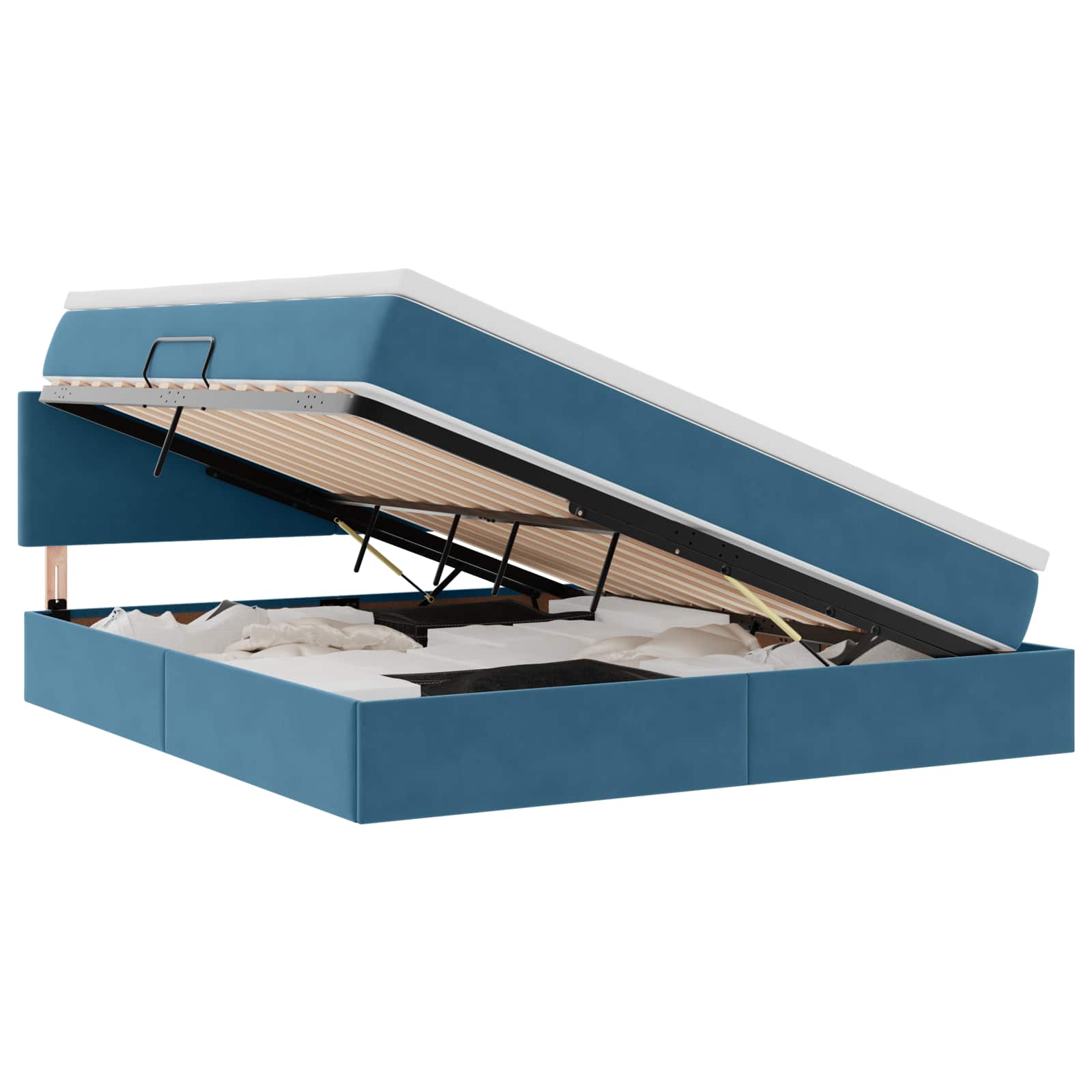Κρεβάτι Αποθήκης με στρώμα Σκούρο Μπλε 180 x 200 cm Βελούδο