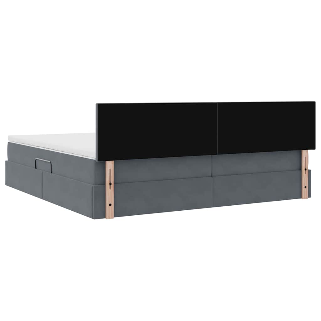 Κρεβάτι Αποθήκης με στρώμα Σκούρο Γκρι 200 x 200 cm Βελούδο