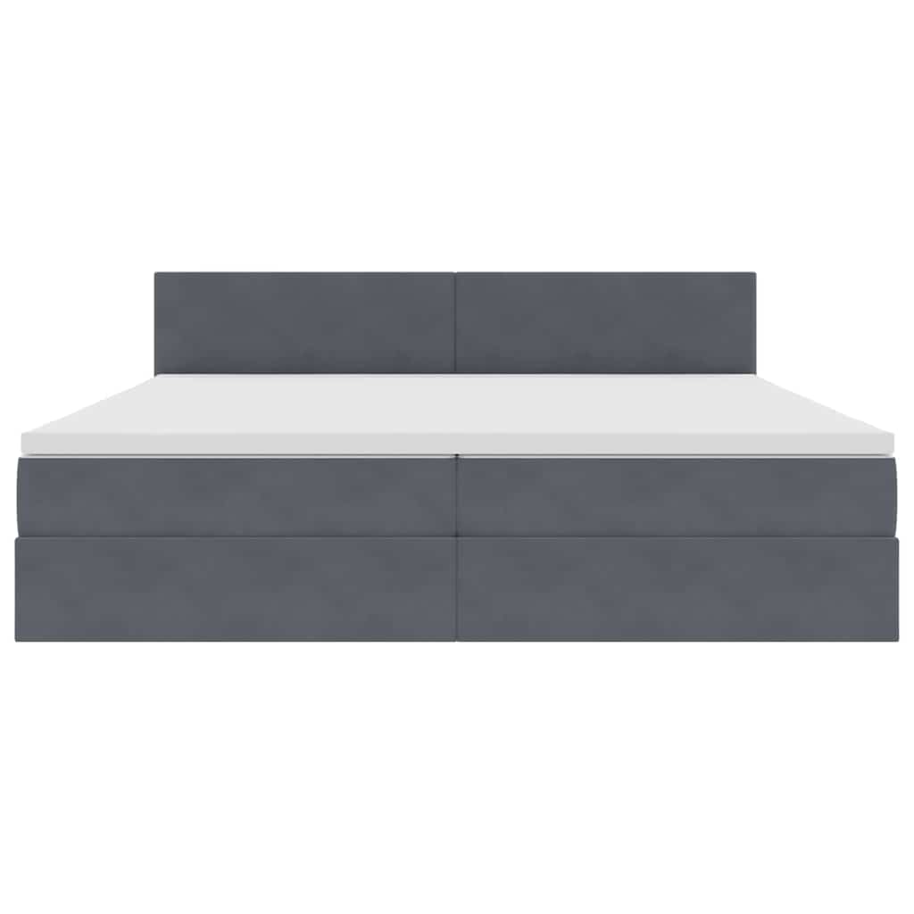 Κρεβάτι Αποθήκης με στρώμα Σκούρο Γκρι 200 x 200 cm Βελούδο