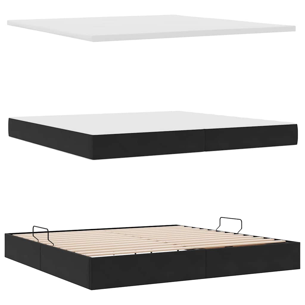 Κρεβάτι Αποθήκης με στρώμα Μαύρο 200 x 200 cm Βελούδο