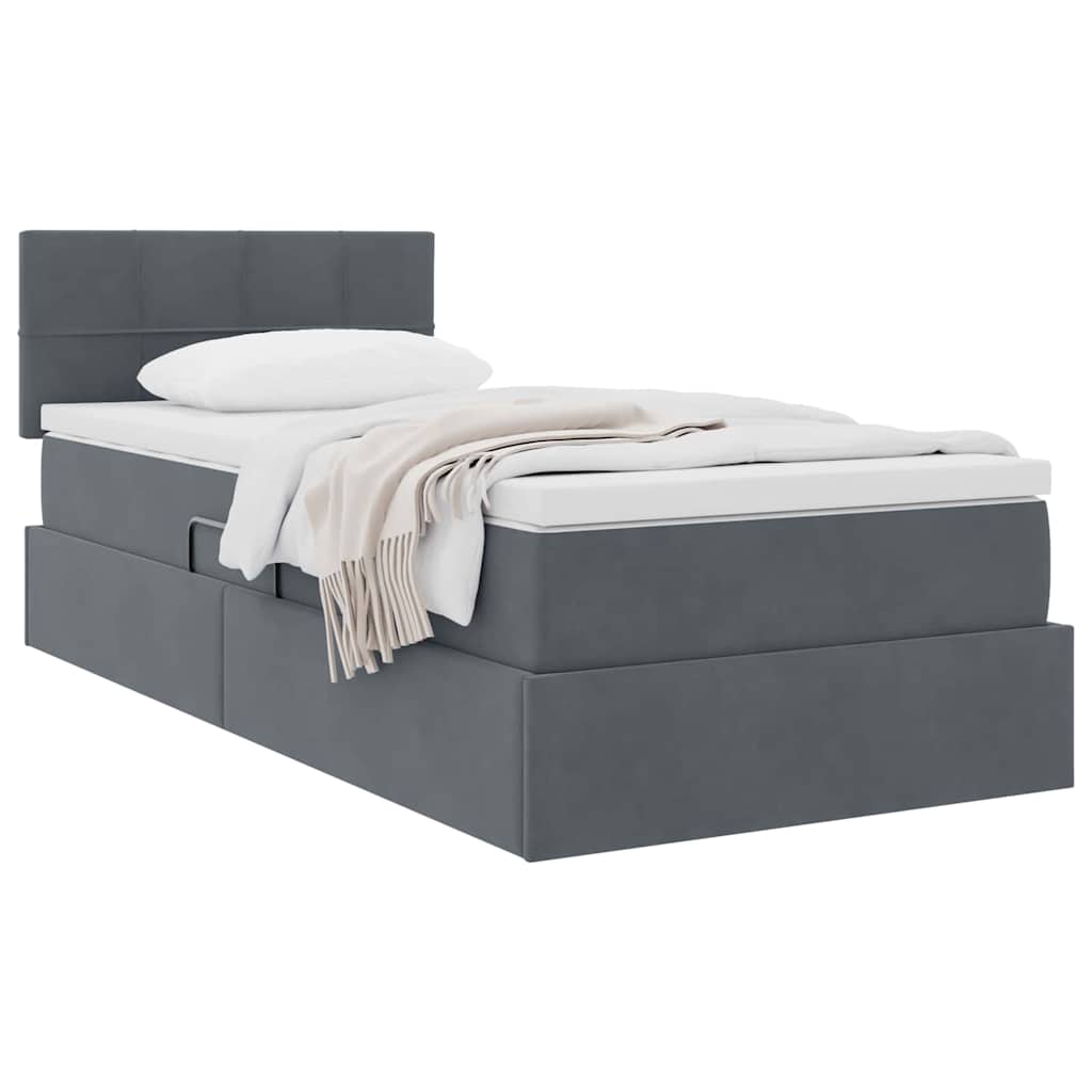 Κρεβάτι Αποθήκης με στρώμα Σκούρο Γκρι 90 x 190 cm Βελούδο - Pakobazaar