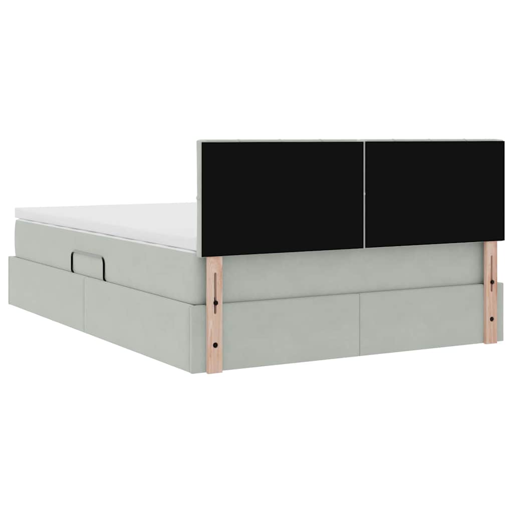 Κρεβάτι Αποθήκης με στρώμα Ανοιχτό γκρι 140 x 190 cm Βελούδο - Pakobazaar