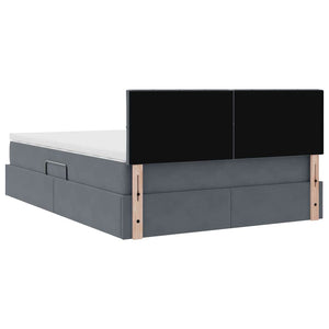 Κρεβάτι Αποθήκης με στρώμα Σκούρο Γκρι 140 x 190 cm Βελούδο