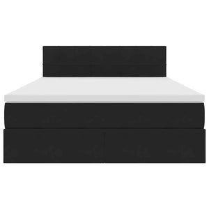 Κρεβάτι Αποθήκης με κεφαλάρι Μαύρο 140 x 190 cm Βελούδο