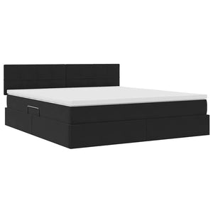 Κρεβάτι Αποθήκης με κεφαλάρι Μαύρο 180 x 200 cm Βελούδο