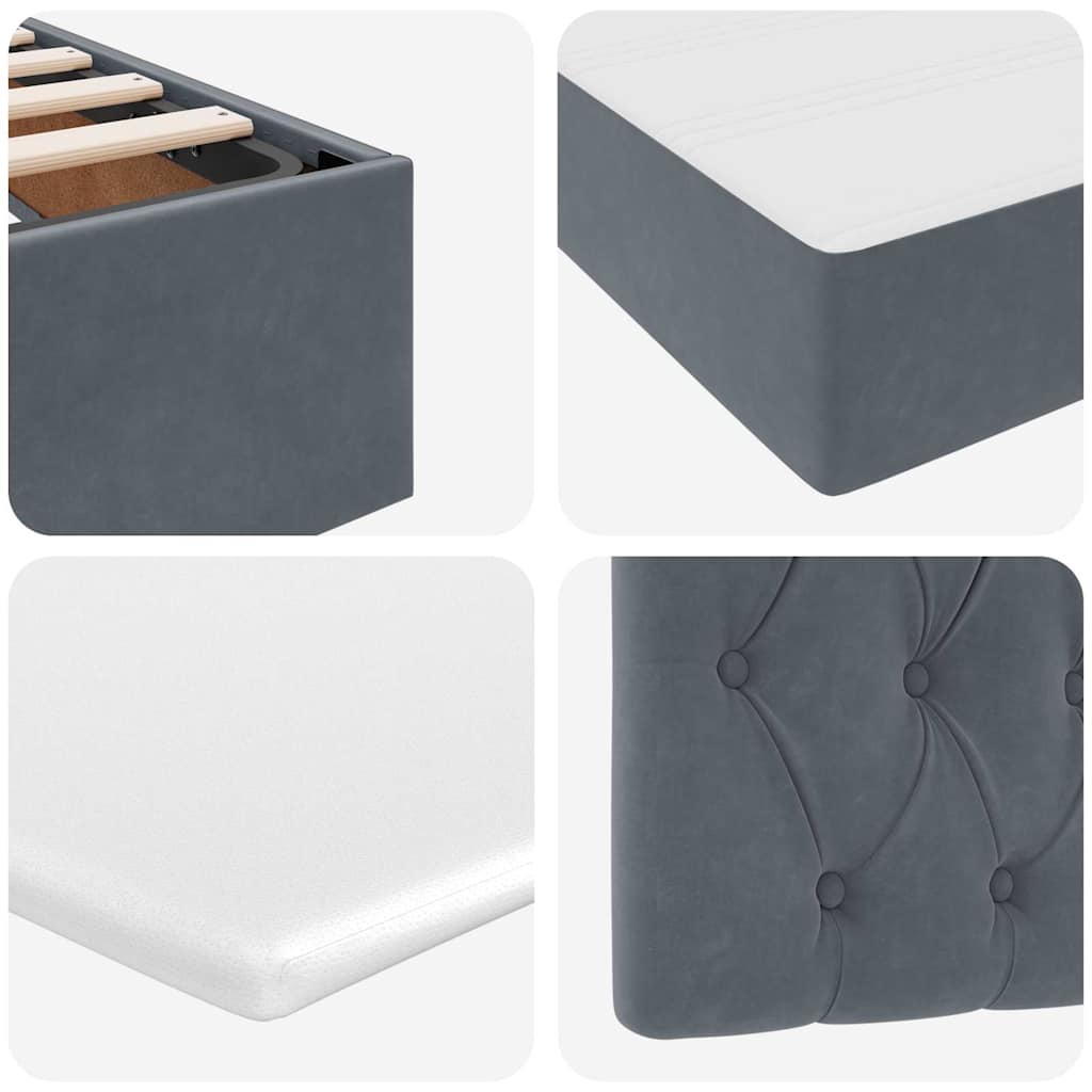 Κρεβάτι Αποθήκης με στρώμα Σκούρο Γκρι 90 x 190 cm Βελούδο - Pakobazaar
