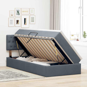 Κρεβάτι Αποθήκης με στρώμα Σκούρο Γκρι 90 x 190 cm Βελούδο - Pakobazaar