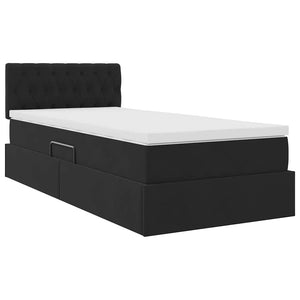 Κρεβάτι Αποθήκης με στρώμα Μαύρο 90 x 190 cm Βελούδο - Pakobazaar