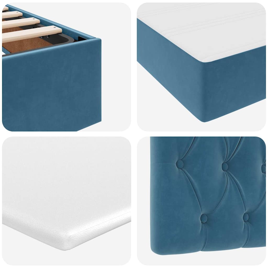 Κρεβάτι Αποθήκης με στρώμα Σκούρο Μπλε 90 x 190 cm Βελούδο - Pakobazaar