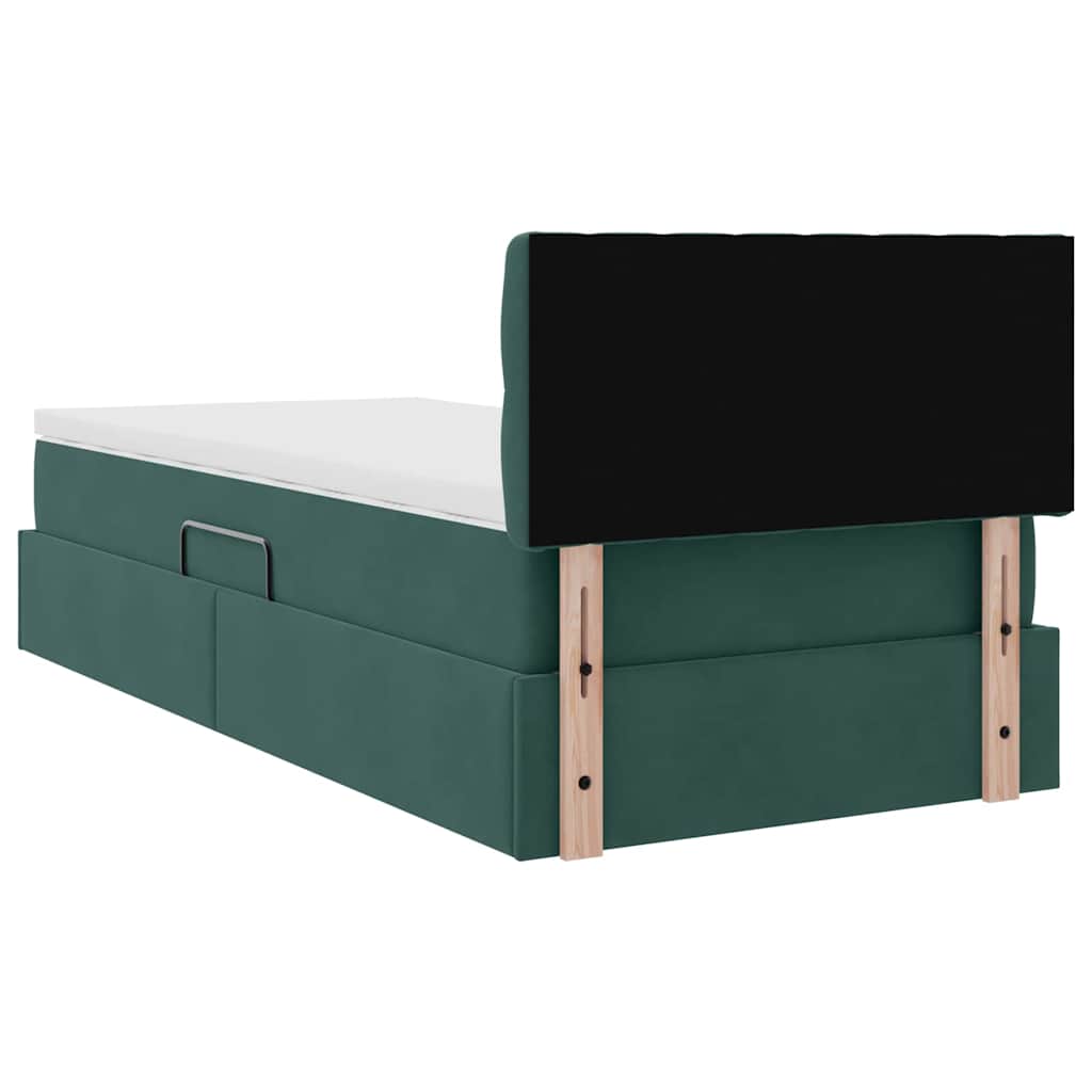 Κρεβάτι Αποθήκης με στρώμα Σκούρο Πράσινο 90 x 200 cm Βελούδο - Pakobazaar