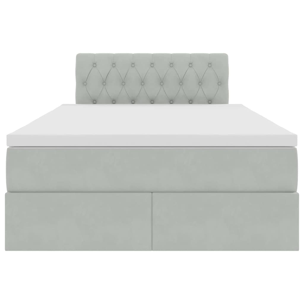 Κρεβάτι Αποθήκης με στρώμα Ανοιχτό γκρι 120 x 200 cm Βελούδο - Pakobazaar