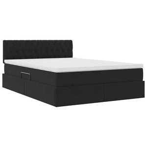 Κρεβάτι Αποθήκης με στρώμα Μαύρο 140 x 190 cm Βελούδο - Pakobazaar
