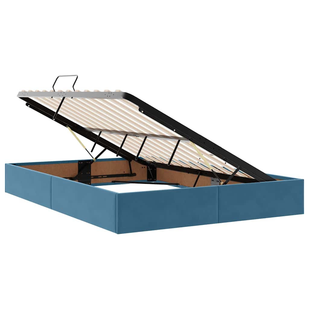 Κρεβάτι Αποθήκης με στρώμα Σκούρο Μπλε 140 x 190 cm Βελούδο