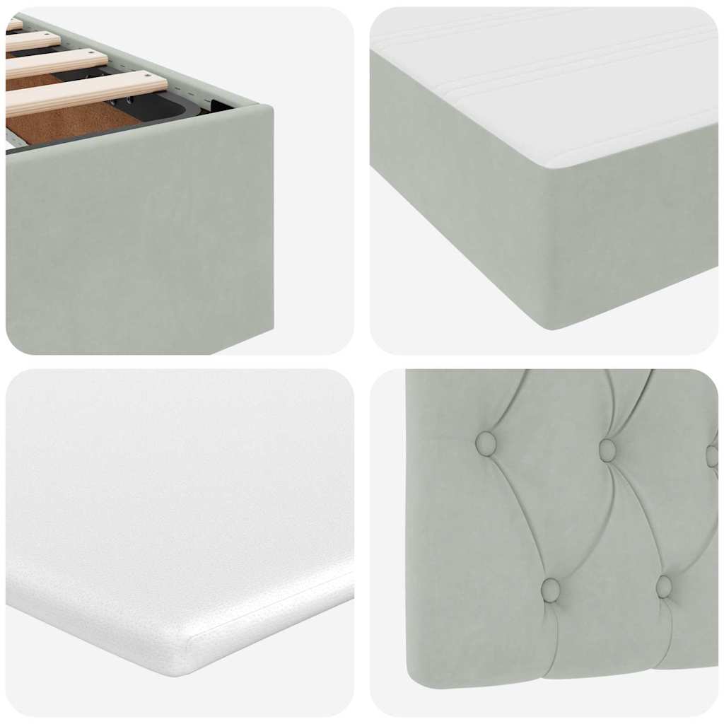 Κρεβάτι Αποθήκης με στρώμα Ανοιχτό γκρι 140 x 200 cm Βελούδο