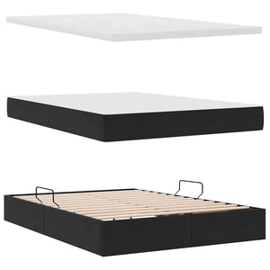 Κρεβάτι Αποθήκης με κεφαλάρι Μαύρο 140 x 200 cm Βελούδο
