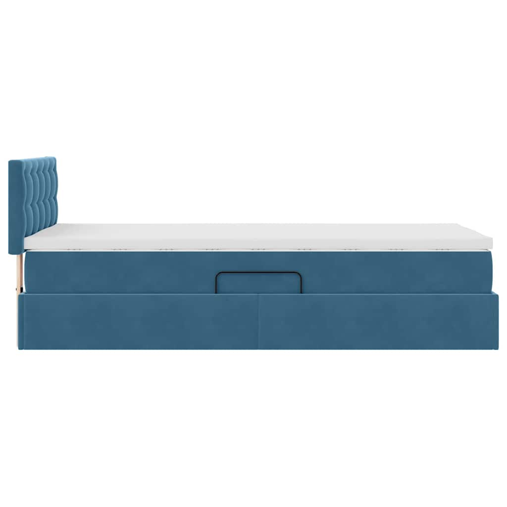 Κρεβάτι Αποθήκης με στρώμα Σκούρο Μπλε 90 x 200 cm Βελούδο - Pakobazaar