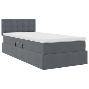 Κρεβάτι Αποθήκης με στρώμα Σκούρο Γκρι 100 x 200 cm Βελούδο - Pakobazaar