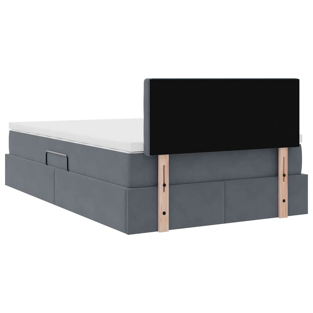 Κρεβάτι Αποθήκης με στρώμα Σκούρο Γκρι 120 x 190 cm Βελούδο