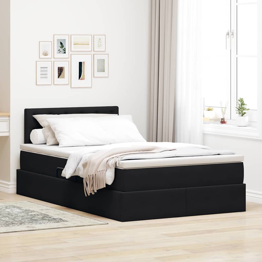 Κρεβάτι Αποθήκης με στρώμα Μαύρο 120 x 190 cm Βελούδο