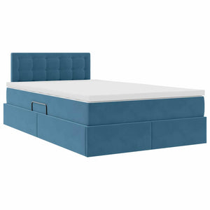 Κρεβάτι Αποθήκης με κεφαλάρι Μπλε 120 x 190 cm Βελούδο - Pakobazaar