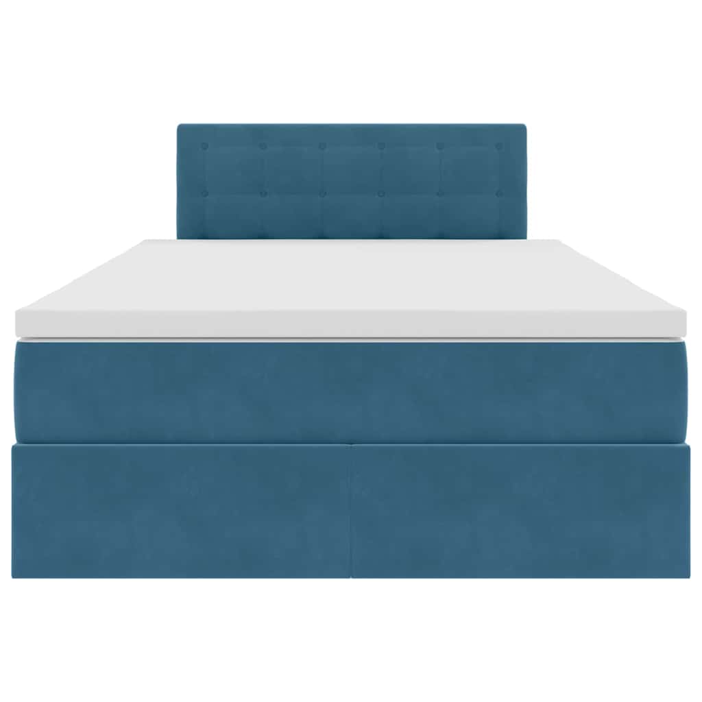 Κρεβάτι Αποθήκης με στρώμα Σκούρο Μπλε 120 x 200 cm Βελούδο
