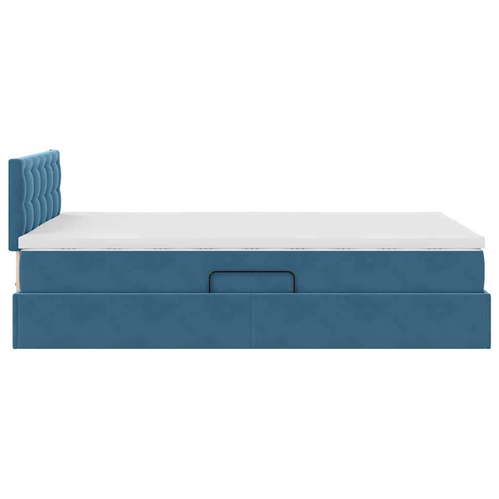 Κρεβάτι Αποθήκης με στρώμα Σκούρο Μπλε 120 x 200 cm Βελούδο