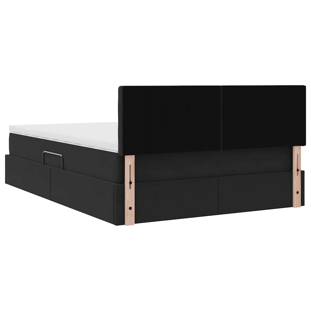 Κρεβάτι Αποθήκης με στρώμα Μαύρο 140 x 190 cm Βελούδο - Pakobazaar