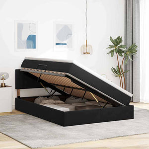 Κρεβάτι Αποθήκης με κεφαλάρι Μαύρο 140 x 200 cm Βελούδο