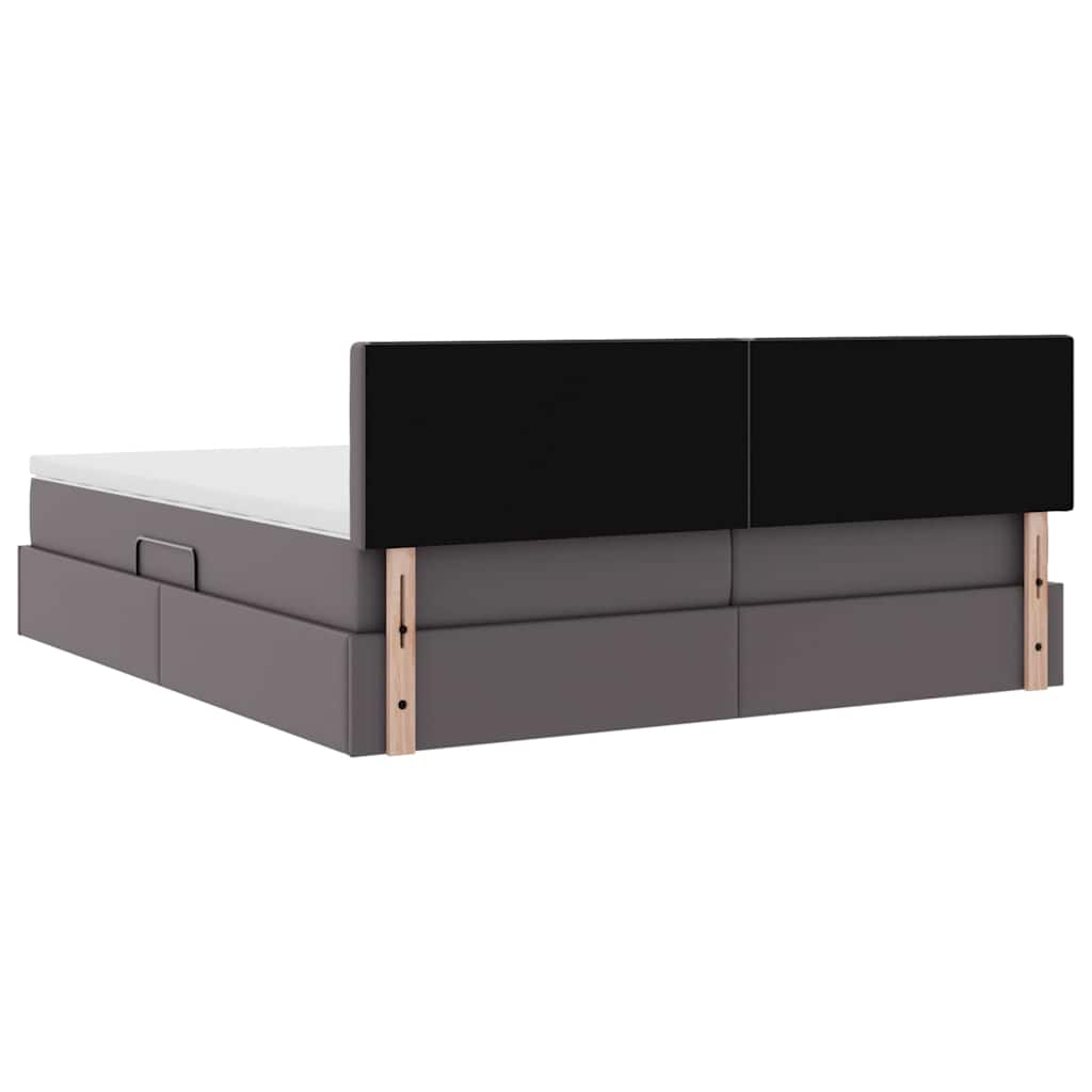 Κρεβάτι Αποθήκης με στρώμα Γκρι 180 x 200 cm Τεχνητό Δέρμα