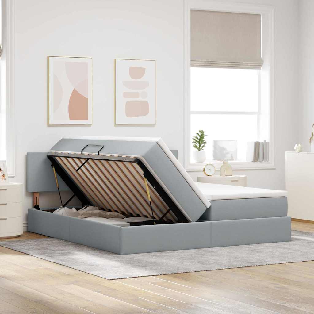 Κρεβάτι Αποθήκης Ανοιχτό γκρι 180 x 200 cm Τεχνητό Δέρμα - Pakobazaar