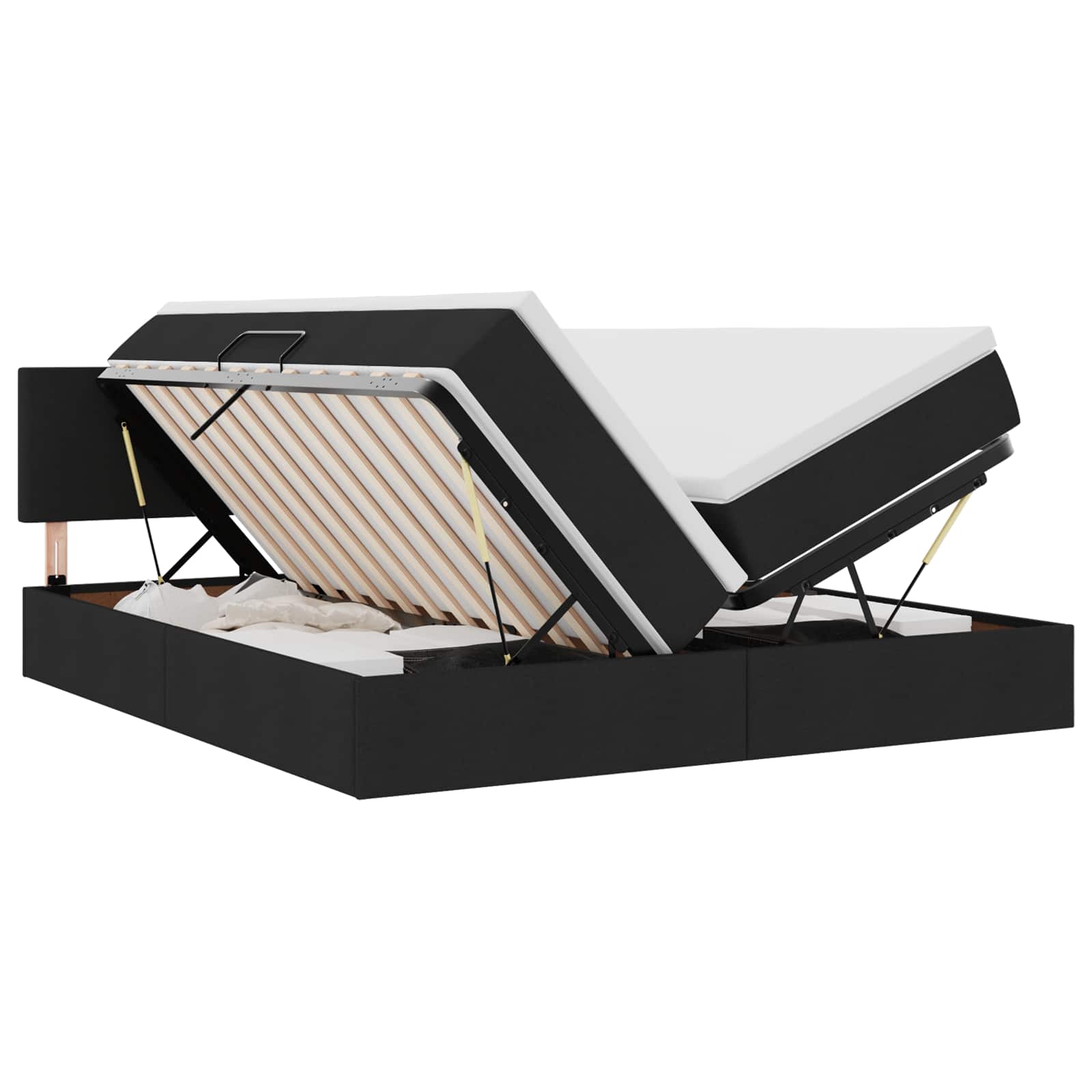 Κρεβάτι Αποθήκης με στρώμα Μαύρο 180 x 200 cm Τεχνητό Δέρμα - Pakobazaar