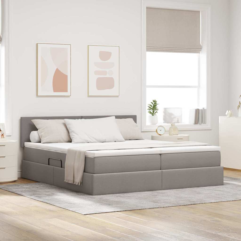 Κρεβάτι Αποθήκης με στρώμα Taupe 180 x 200 cm Τεχνητό Δέρμα