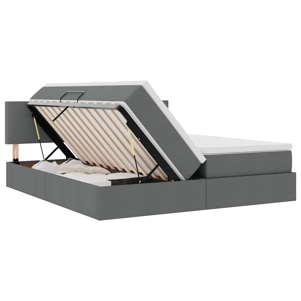 Κρεβάτι Αποθήκης Σκούρο Γκρι 200 x 200 cm Τεχνητό Δέρμα - Pakobazaar