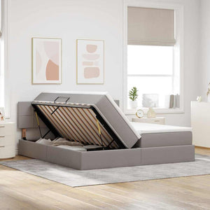 Κρεβάτι Αποθήκης με στρώμα Taupe 180 x 200 cm Τεχνητό Δέρμα - Pakobazaar