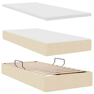 Κρεβάτι Αποθήκης με στρώμα Κρέμ 180 x 200 cm Τεχνητό Δέρμα